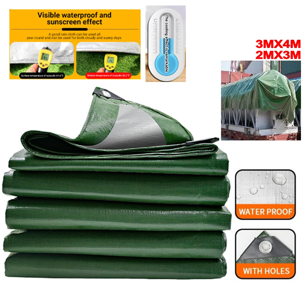 Heavy-Duty Thicken Tarpaulin Outdoor Camping Tent Canopy Pergola Sun Shelter Waterproof Car Shed Awning Truck Tarp Covers