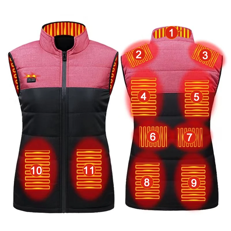 Winter 9 PCS Heated vest Jacket Fashion Men Women Coat Intelligent USB Electric Heating Thermal Windproof Clothes Heated Vest