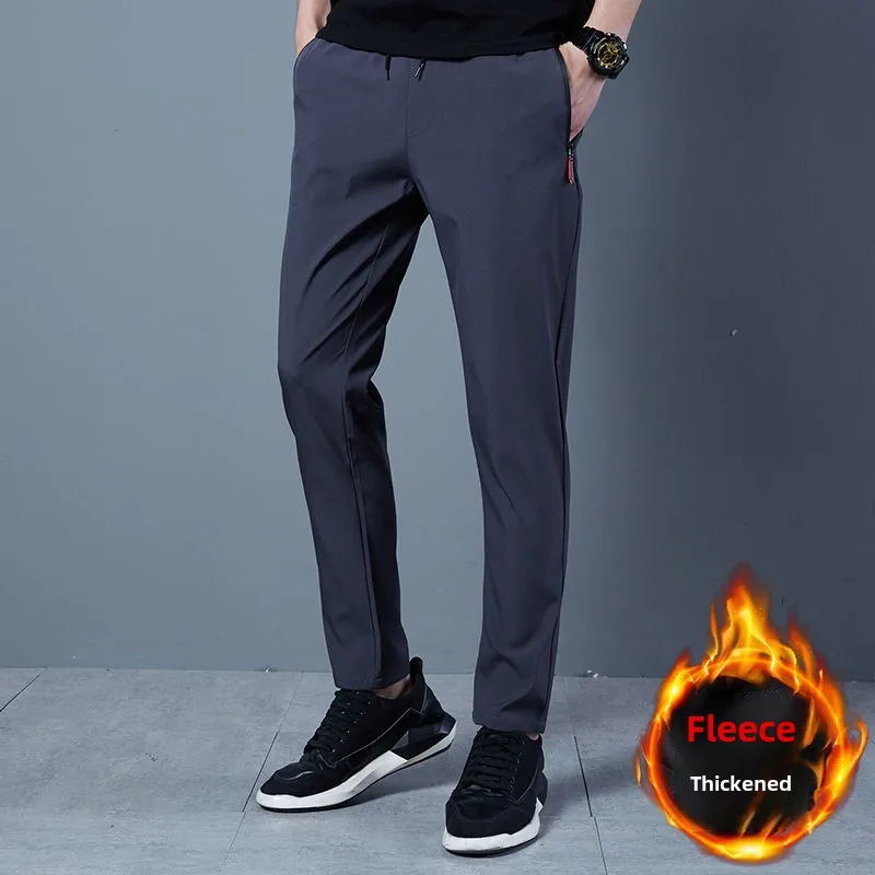 

2024 Casual Trousers Men's Versatile Trend Slim-fitting Sweatpants Men's Elastic Quick-drying Pants Straight Trousers Loose