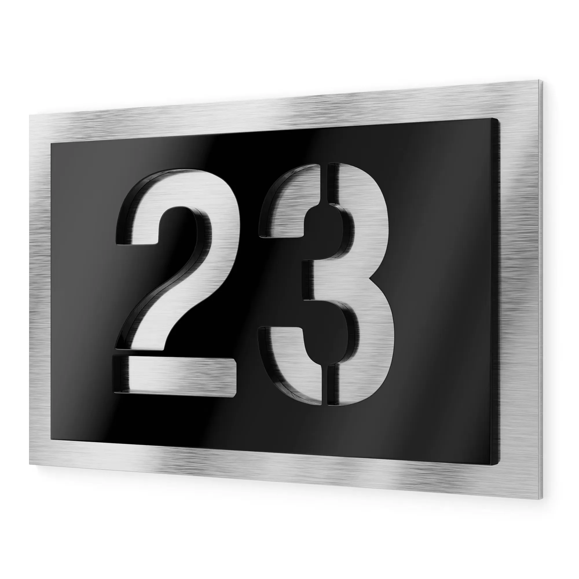 

Персонализированный персонализированный 3D черный акриловый серебристый алюминиевый домашний номерной знак, прочный наружный настенный знак для комнаты, дома и офиса