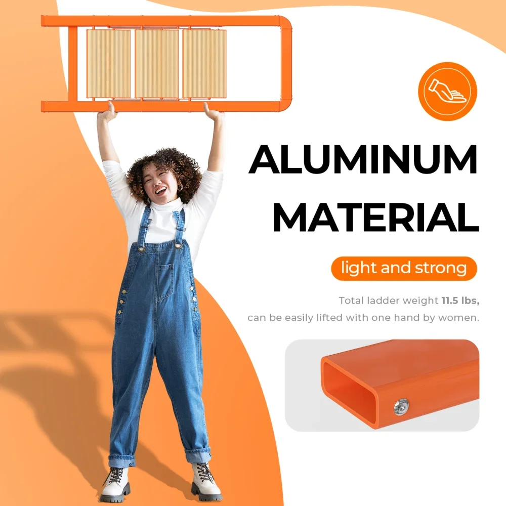 3-Step Folding Aluminum Ladder, Anti-Slip, 580 lbs, Lightweight, Sturdy, Portable