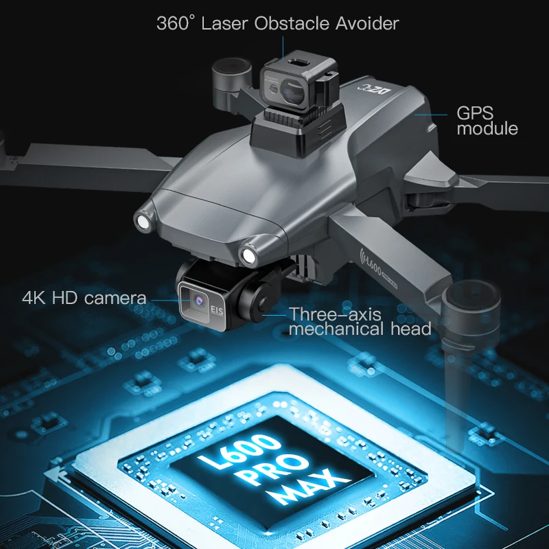 LYZRC L600 PRO MAX GPS Drone Professional 4K Camera 3-Axis PTZ Dron 360° Obstacle Avoidance Brushless 5G WIFI RC Quadcopter image 5