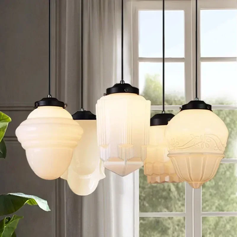 

Modern LED Glass Pendant Light Minimalist Cream Hanging Lamps For Living Room Bedrooms Bedside Restaurant Illumination Fixtures