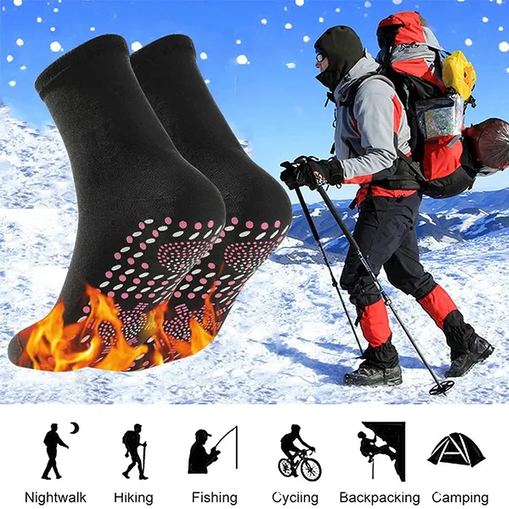 2 pçs unisex inverno quente auto-aquecimento meias de saúde alívio da dor ao ar livre terapia anti-frio meias térmicas magnéticas para homem/mulher