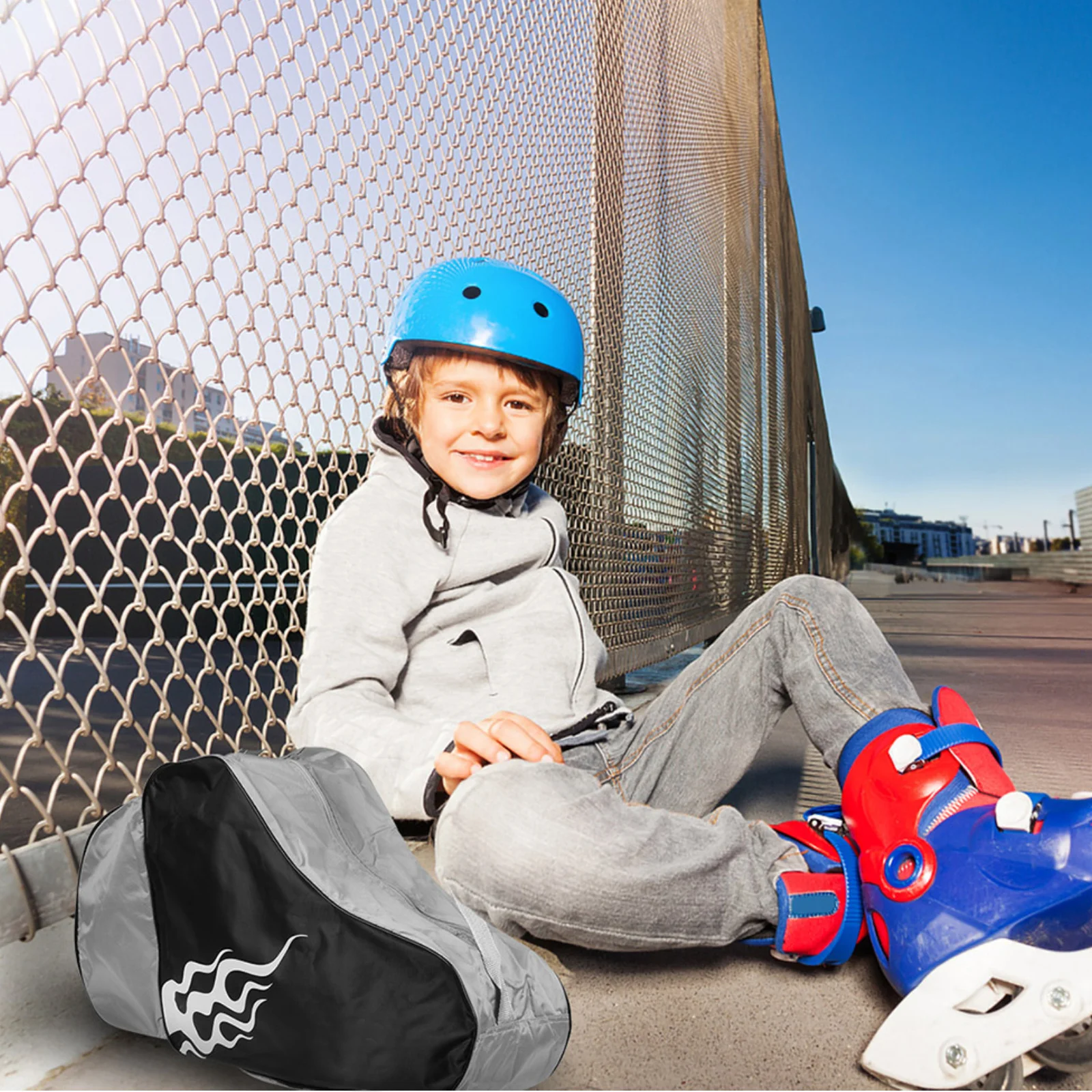 Roller Skates Backpack Ice Skate Carry Pouch Strong Handle Waterproof Material Easy Gear Organizer for Rink Park