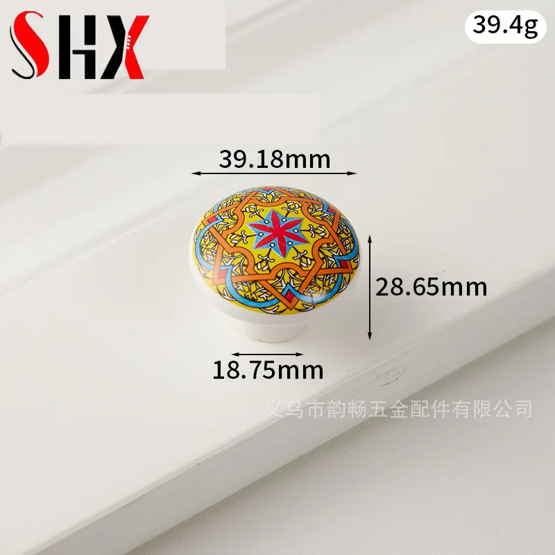 Bohemian Ceramic Handle European Handle Drawer Cabinet Door Circular Wardrobe Door Handle Ceramic
