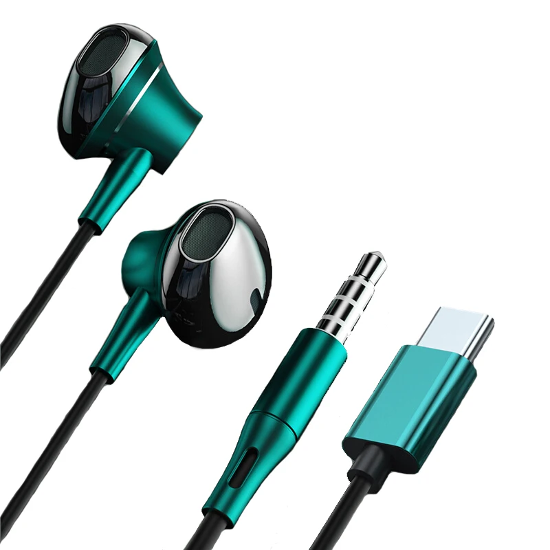 Fones de ouvido intra-auriculares tipo C para karaokê com fio 3,5 mm estéreo para música Fones de