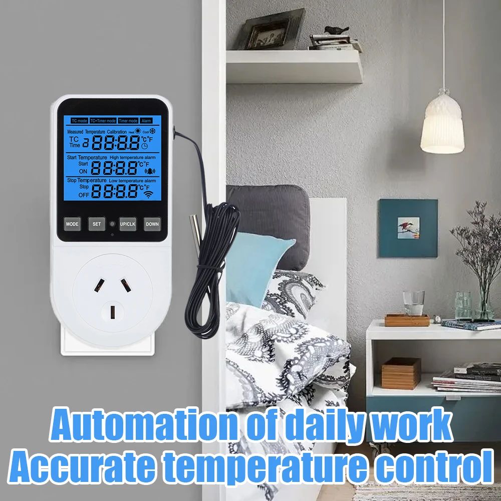 デジタル温度コントローラーソケットタイマースイッチセンサープローブ 120-230V 加熱冷却冷蔵庫水産養殖用