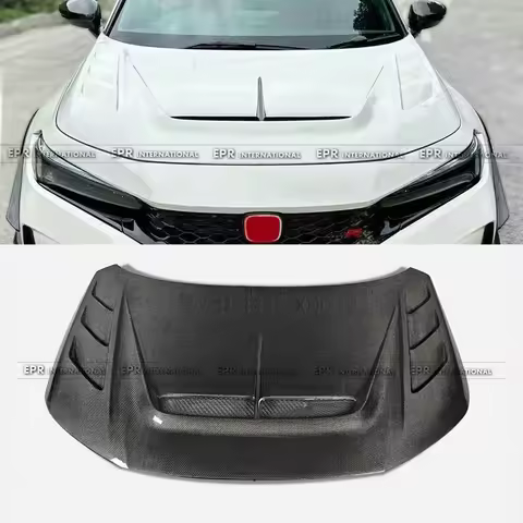 For TM Type Carbon Fiber Hood for 2022 Honda Civic Type R FL5 Race Spec Lightweight Design Direct Bolt On Fitment