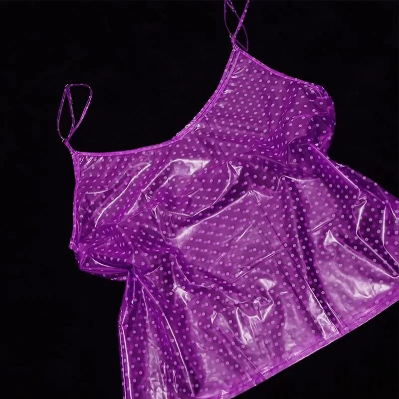 Abdl sexy transparente pvc plástico camisola colete calcinha conjunto macio brilho silencioso regata à prova dwaterproof água casal cuecas eróticas clubwear