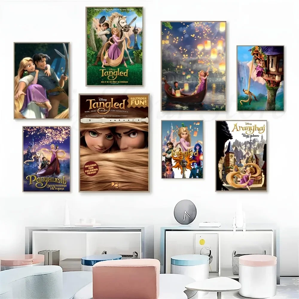 1pc Disney Movie Tangled Poster Stickers Art Wall Murals Decor Game Room Decor Gifts Kawaii HD Painting Cat Cars