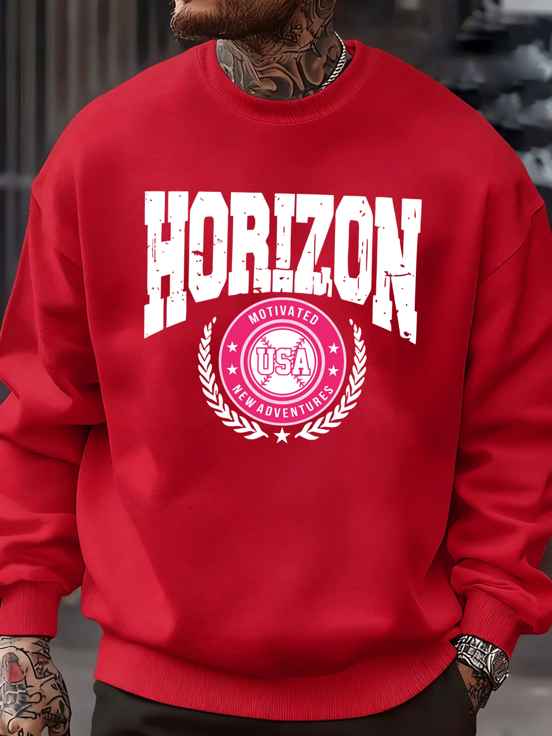 هورايزون سيتي الولايات المتحدة الأمريكية مغامرات جديدة مطبوعة الشارع الشهير رجل بلوزة من الصوف الخريف ملابس غير رسمية س الرقبة للجنسين لينة طويلة الأكمام