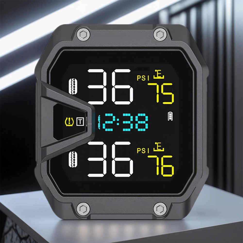 Sistema de supervisión de presión de neumáticos TPMS para motocicleta con 2 sensores, sistema de alarma de monitoreo de presión de neumáticos de motocicleta, resistente al agua IP65