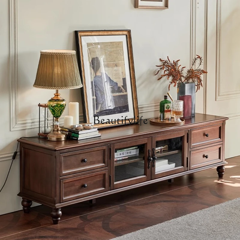 

05-Simple American walnut all-solid wood TV cabinet