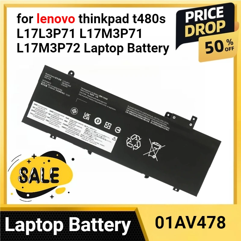 

01AV478 for lenovo thinkpad t480s L17L3P71 L17M3P71 L17M3P72 Laptop Battery SB10K97620 SB10K97621 57Wh