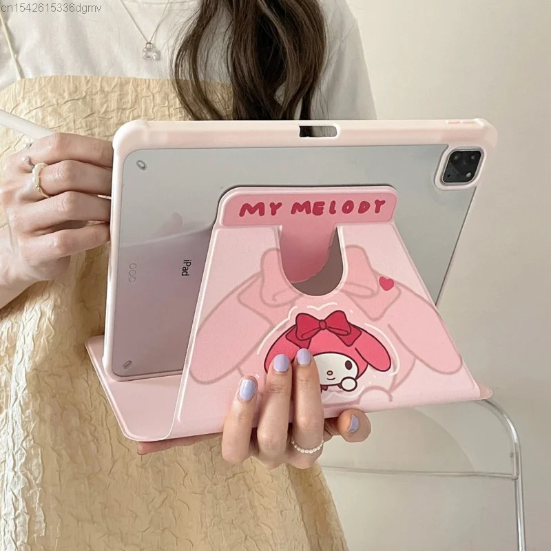 Imagem -03 - Sanrio Rosa Rotativa Ipad Case Minha Melodia Rosa 10.9 Polegada Pro 11 12.9 Tablet Computer Cover Kawaii Anime 10 2k 2023