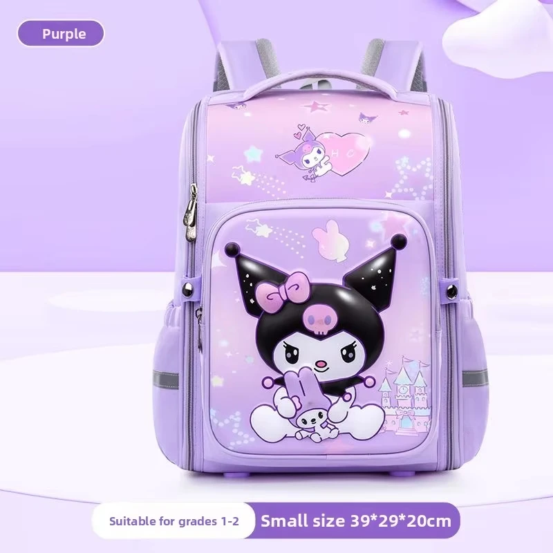 

Рюкзак Sanrio Anime Kuromi 2026: Новый детский школьный ранец с мультяшным дизайном, милый, портативный, легкий, с защитой позвоночника, для девочек, подарок для школьника