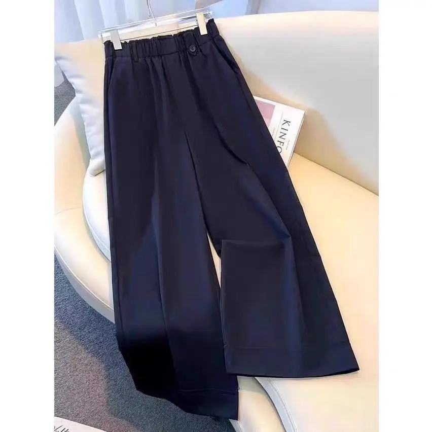 Summer Fashion Wide-leg Pants Women's Thin 2027 New Leisure High Waist Trousers Lady Relaxed Nine-point Straight Pants Feminine