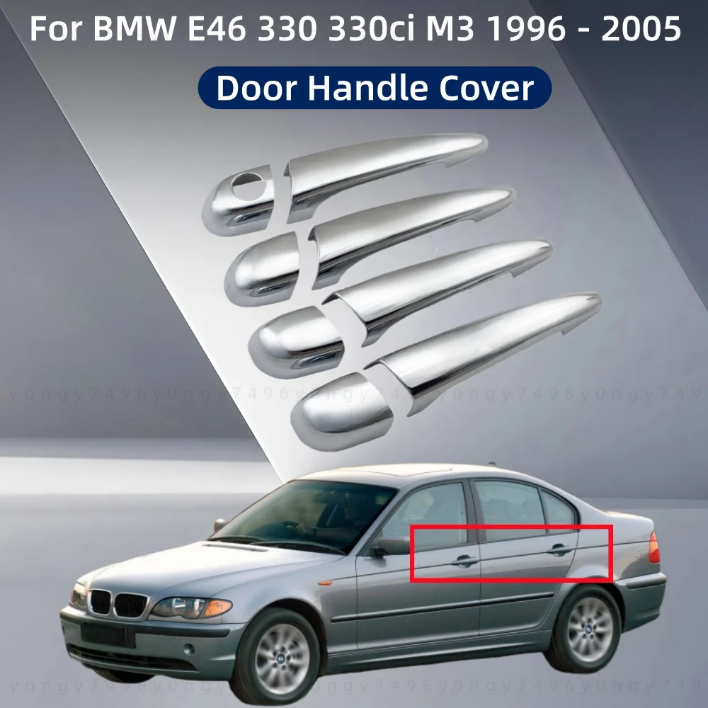 Yifei ABS Chrome Car Accessory For BMW E46 330 330ci M3 1996 - 2005 Door Handle Bowl Cover Trim Paste Style Left-Hand Drive