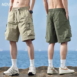 Ropa de marca, nuevos pantalones cortos de verano, pantalones cortos para hombre, trabajo de carga, ropa de calle holgada fina, pantalones cortos hasta la rodilla para playa, pantalones cortos para hombre de talla grande M-4XL