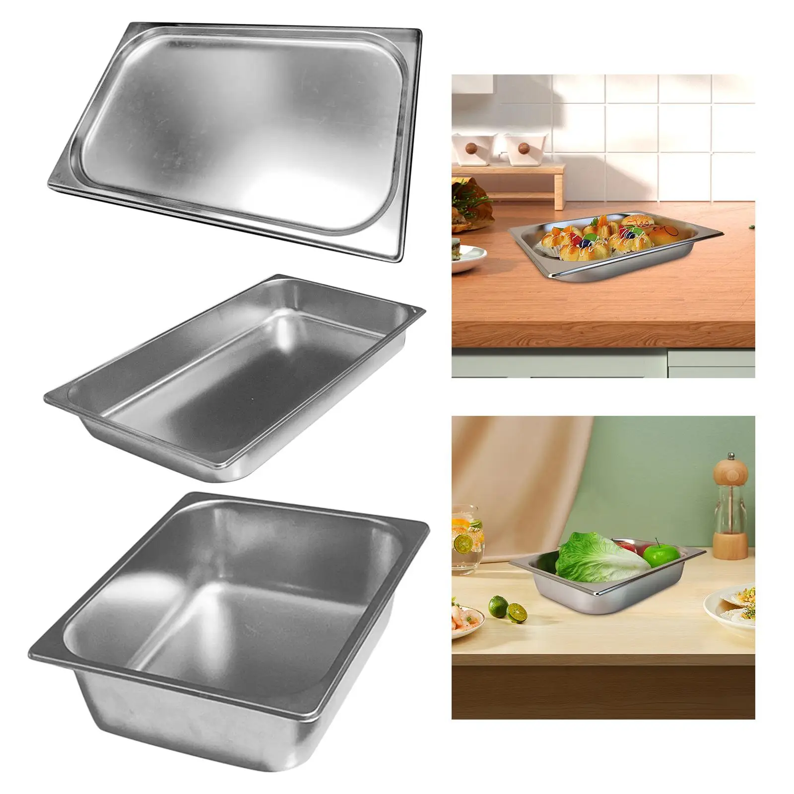 Stainless Steel Food Pan Steam Table Pan Half Size Commercial Catering Pan Hotel Pan for Food for Eid Festivals Parties Hotel