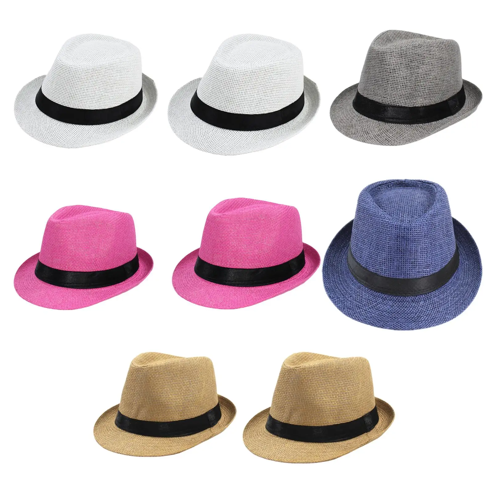 Summer Papyrus Straw Top Hat for Outdoor Travel Camping Hiking Fishing Breathable Sun Protection Lightweight Costume