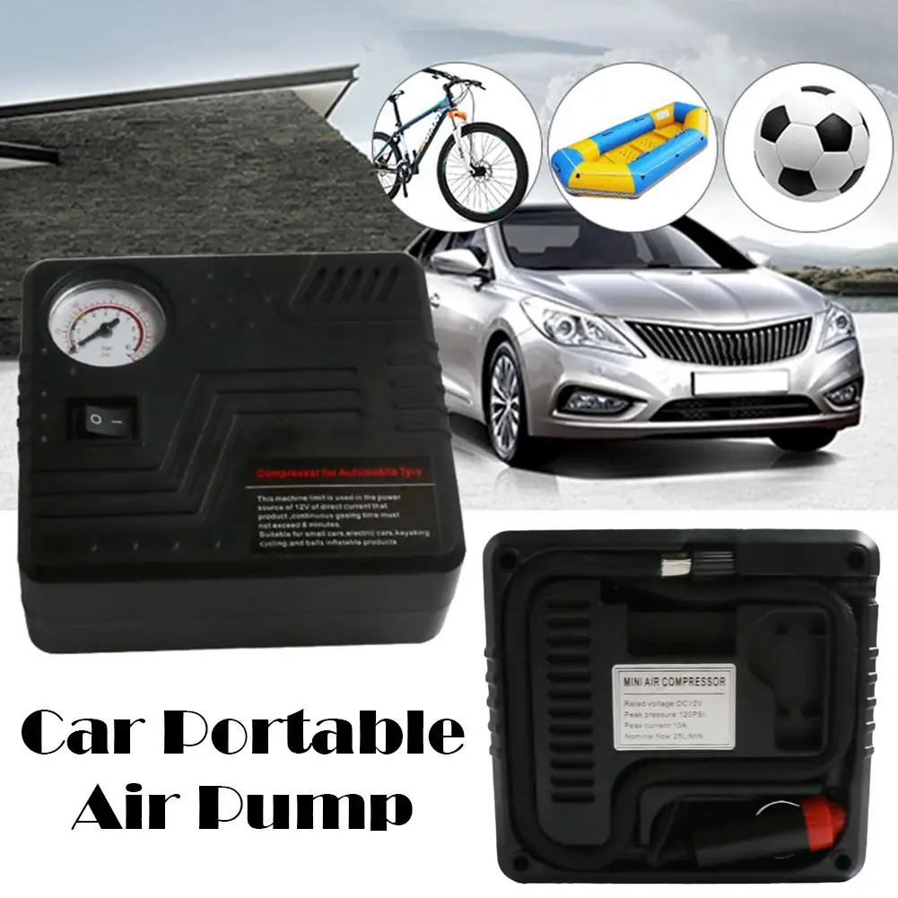 سيارة الطوارئ مضخة هواء السيارات منفاخ لإطارات السيارة تيار مستمر 12 فولت مع قياس الضغط ولاعة السجائر التوصيل المدمجة المحمولة لشاحنة SUV