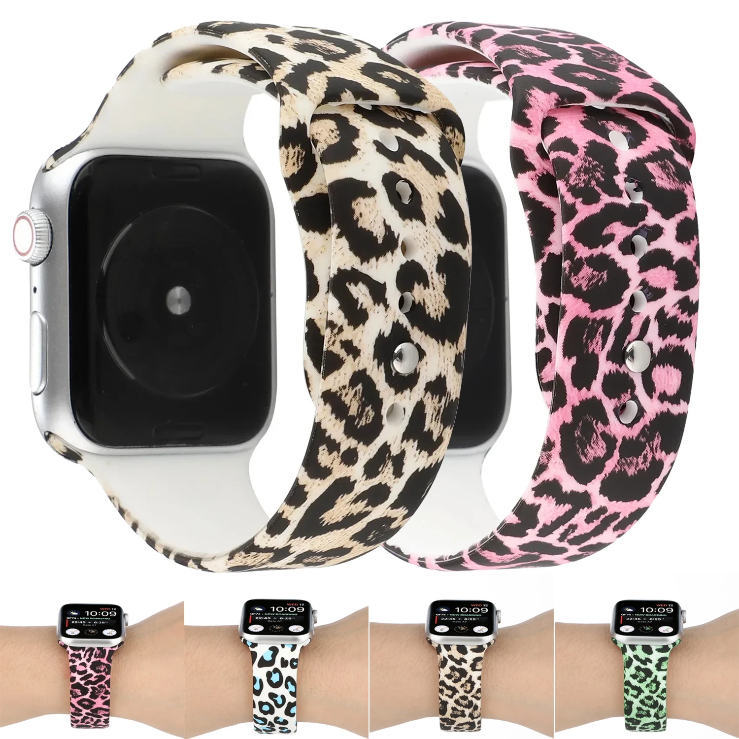 leopard strap for Apple watch band 44mm 45mm 49mm 40mm 45 Silicone bracelet belt iwatch series Ultra 2/9 8 7 6 SE 5 accessories