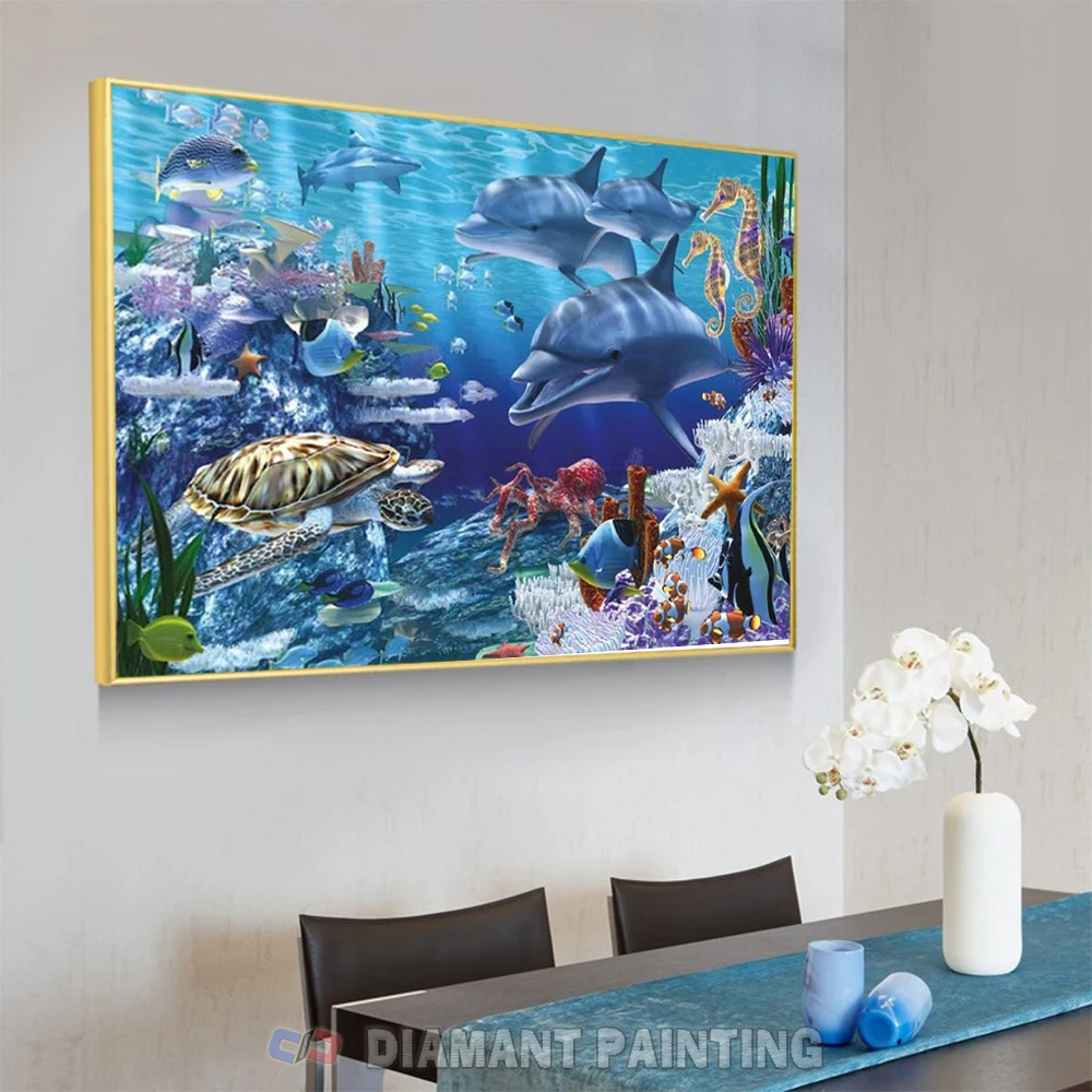 5D Diamond Painting Dolphin Full Drill DIY Mosaic Animal New Arrival world Ocean world Embroidery Turtle Fish New Year\'s Gift