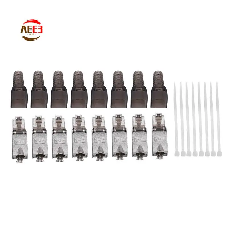 AEE3-24Pcs Tool-Free Shielded RJ45 Cat 7 Termination Plug Cat7 Plug / Cat7 Connector Connectors Modular 23/24AWG-Black