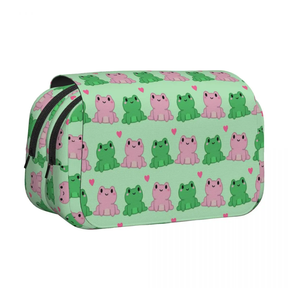 Two Frog Love Heart Cartoon Pencil Case Pen Holder Hard Shell Leather Big Capacity Pen Box Pencil Bag for Kids Gifts