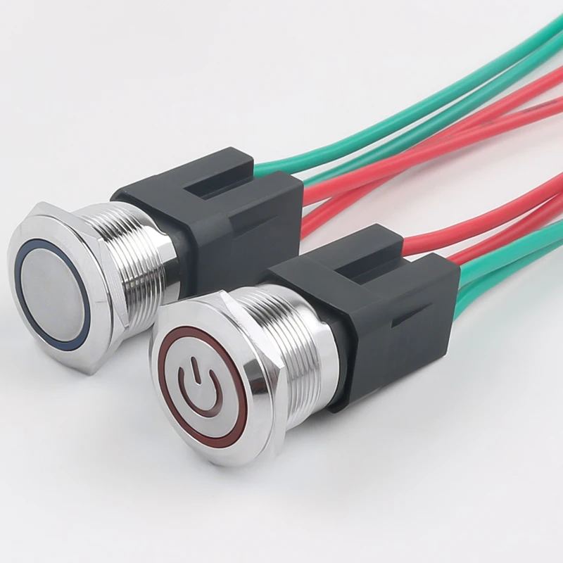 10A High Current 22MM Metal Push Button Switch Flat Head With LED 2NO Latching Momentary 4Pins Power Switch With Wire - Image 6