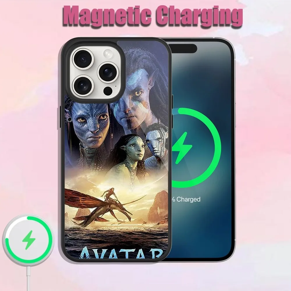 Film Avatar Phone Case For iPhone 13 15 11 12 14 Plus Pro Max Glass Charging Magsafe Magnetic Cover