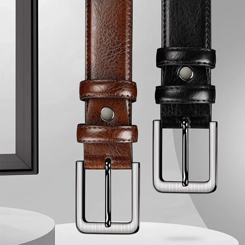 3.8 سنتيمتر الرجال بولي Leather الجلود سبيكة دبوس مربع مشبك حزام 120 130 140 سنتيمتر الأعمال حزام الترفيه كبار السن الكلاسيكية أسود براون حزام الخصر