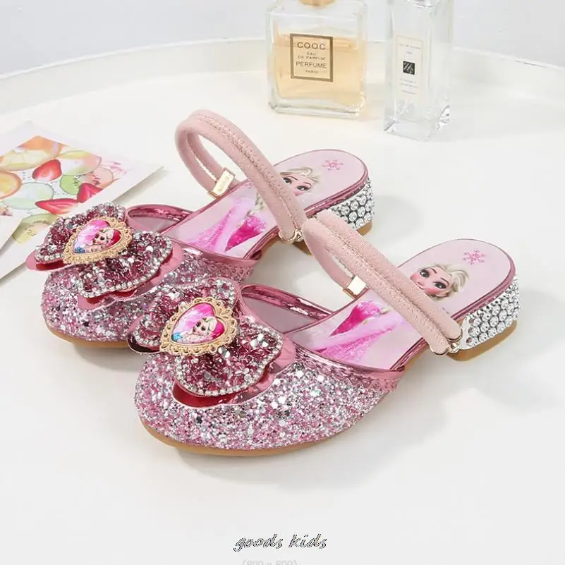 Disney Girls Sandals New Summer pantofole per bambini ragazze scarpe di cristallo Frozen 2 Elsa Princess Shoes regalo di compleanno