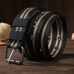 Men's long pin buckle canvas waistband young and middle-aged  outdoor nylon braided belt casual belt tide belt