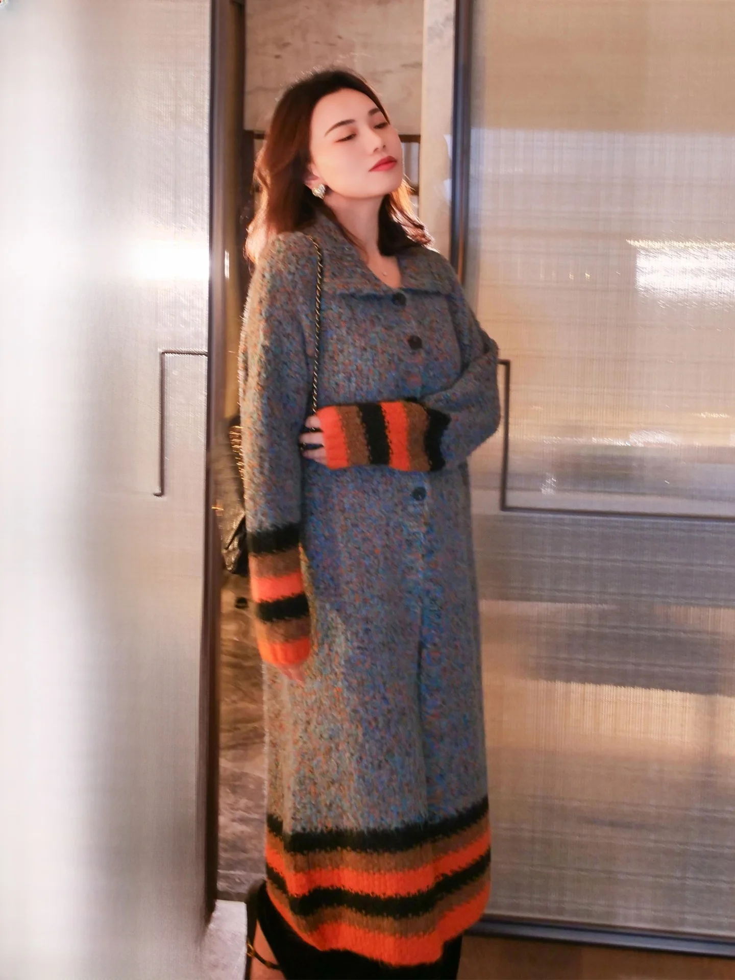 

Свитер-пальто ERINA Original, увеличенный размер, в полоску, из мягкой ткани, похожей на камаре, на каждый день, на пуговицах, длинный...