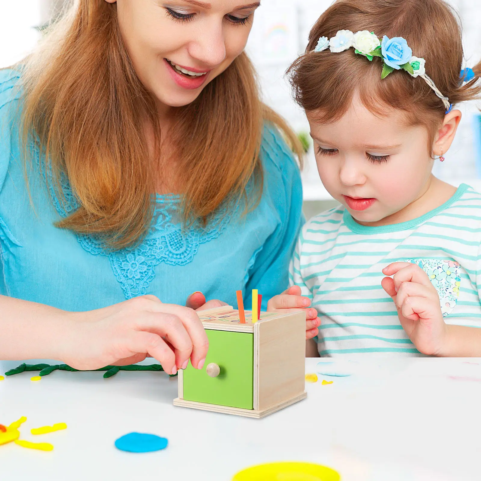 1 Set Holz-Montessori-Formensortierer Farbzuordnung für Kleinkinder Frühes Lernen Pädagogisches Sortierspiel Kognitives Spiel