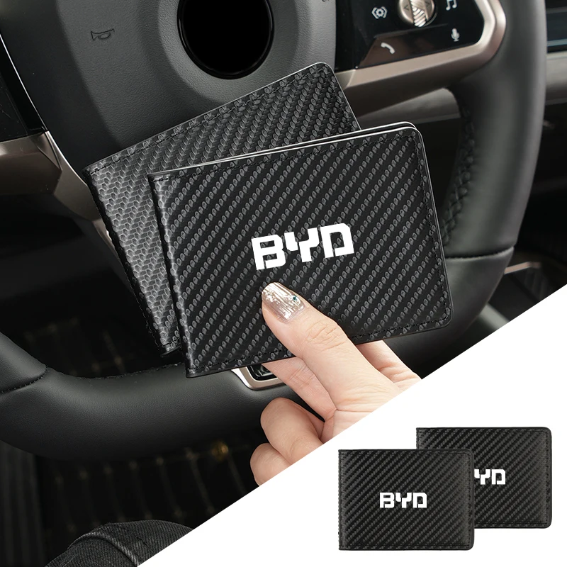 Carbon Fibre Car Driver License Cover Credit Card Holder Storage Accessories For BYD M6 Shark 6 G3 G5 T3 13 E2 F3 F0 S6 S7 E5 E6