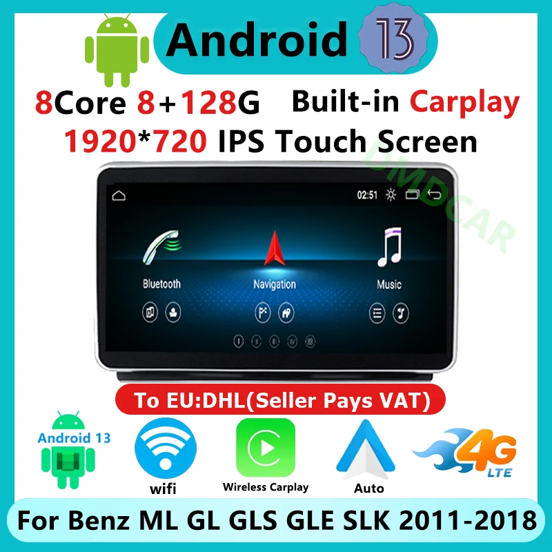 

8 Core Android 13 System Car Video Player GPS Navigation Multimedia Screen Carplay For Mercedes Benz ML W166 GL X166 GL SLK