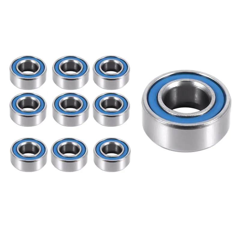 Set Of 10 MR105-2RS Miniature Steel Ball Bearings, Double-Shielded 5X10x4mm For Small Machinery