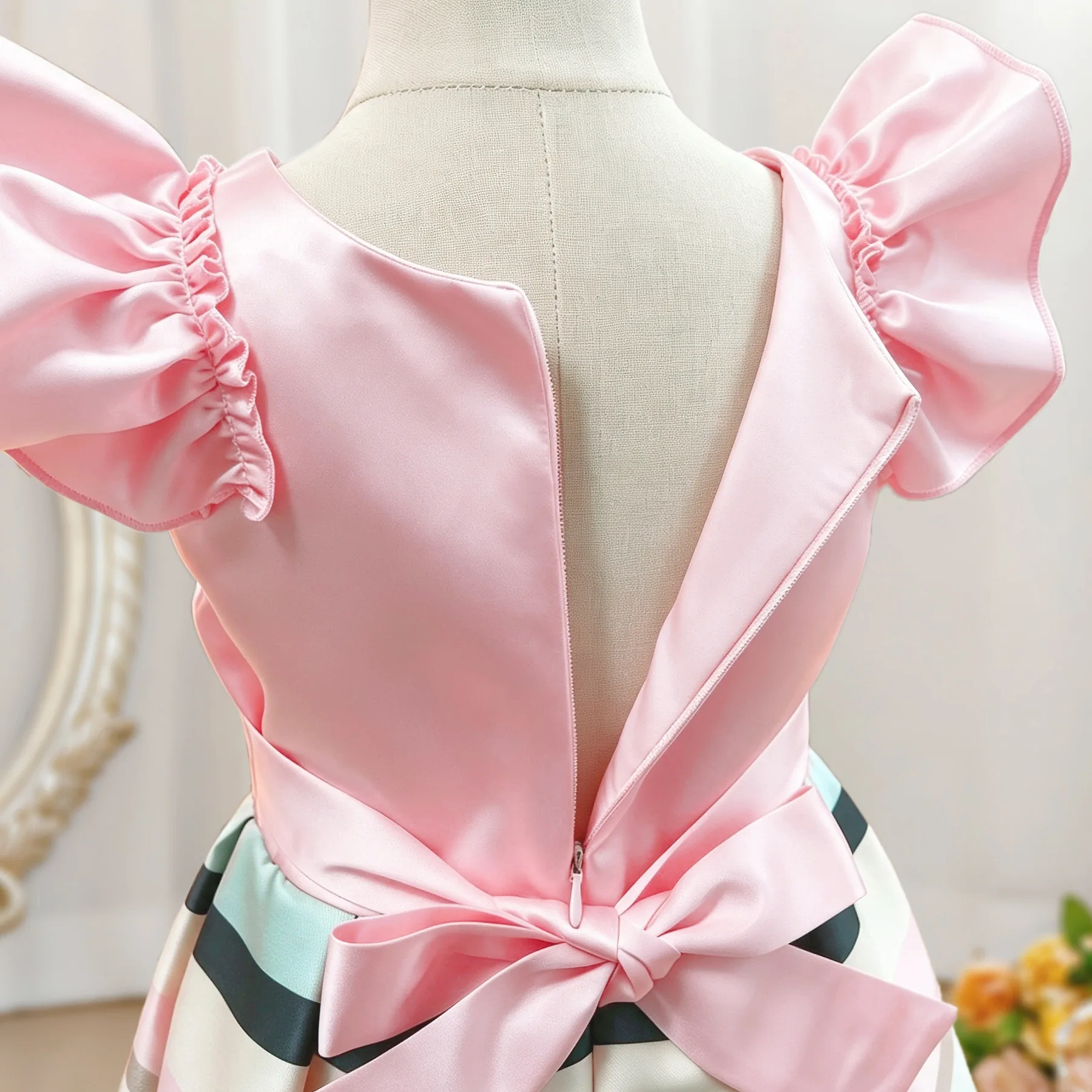 HETISO Summer Kids Girls Striped Princess Dress Baby Cute Birthday Party Costume Cotton Lining Children's Beachwear view 4