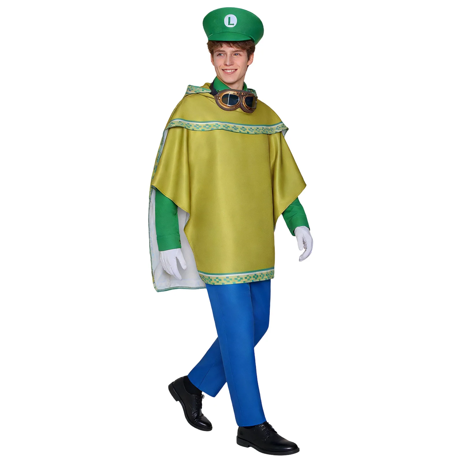 

Movie Super Bro Uniform Set Cosplay Costumes Funny Anime Adult Men Kids Jumpsuit wit Cloak Halloween Costumes
