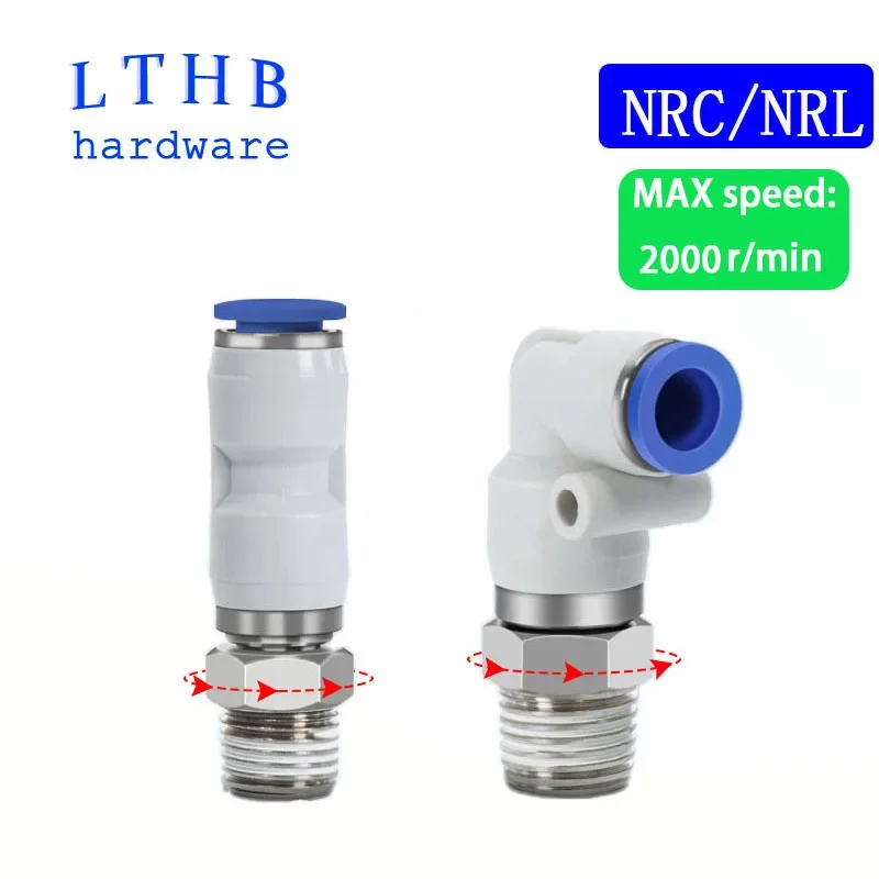 Pneumatic Rotary Connectors Swivel Fittings 360° Rotation MaleThread M5 1/4 1/2 Hose Joint 6/8/10mm Revolute DEUBLIN Connector