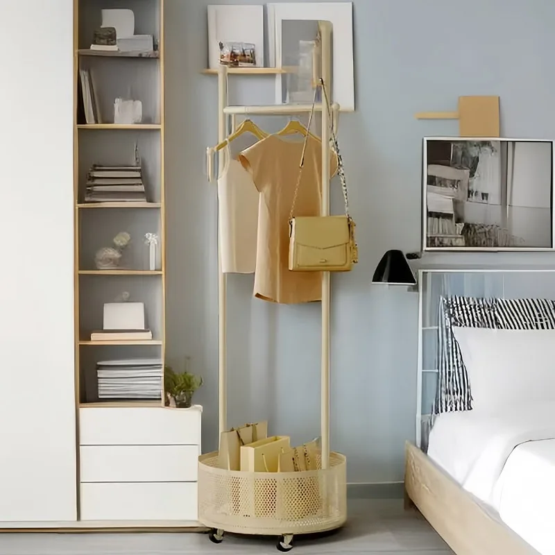 

Narrow small coat rack movable corner hanger floor bedroom clothes storage rack small space overnight hanger