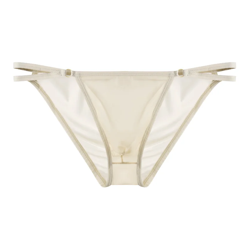 Men's Briefs Ultra-Thin Bikini Thongs Breathable Low-Rise Summer Underwear Double Belt U Convex Pouch Lingerie Underpants