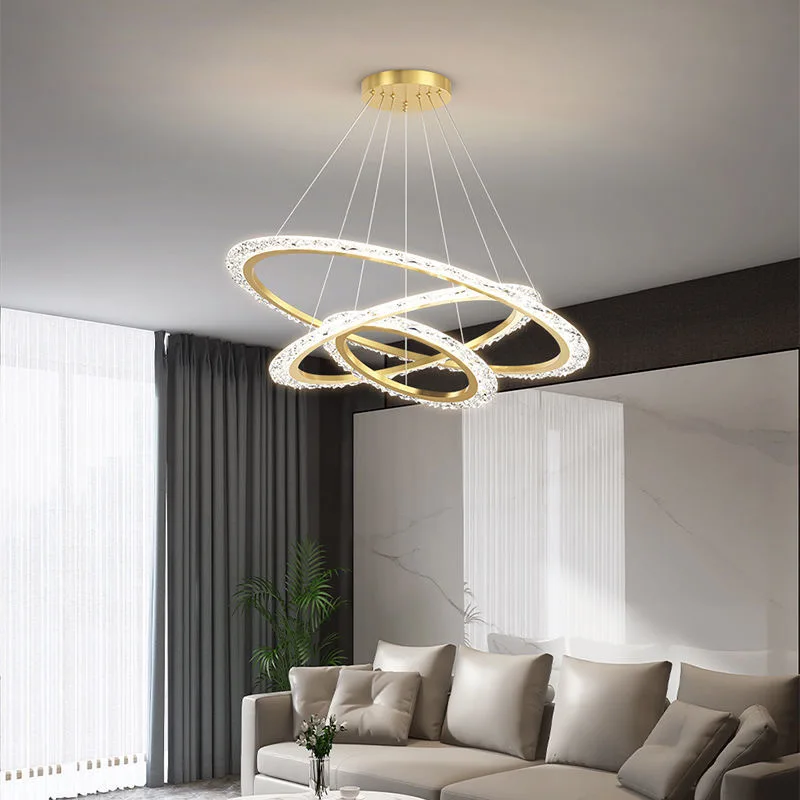 

Nordic LED Chandelier Used In Living Room Dining Room Bedroom Kitchen Light Luxury Style Ring Ceiling Chandelier Decoration Home