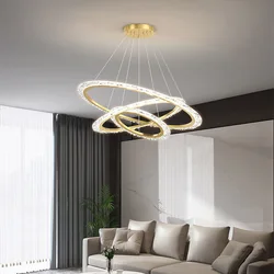 Nordic LED Chandelier Used In Living Room Dining Room Bedroom Kitchen Light Luxury Style Ring Ceiling Chandelier Decoration Home