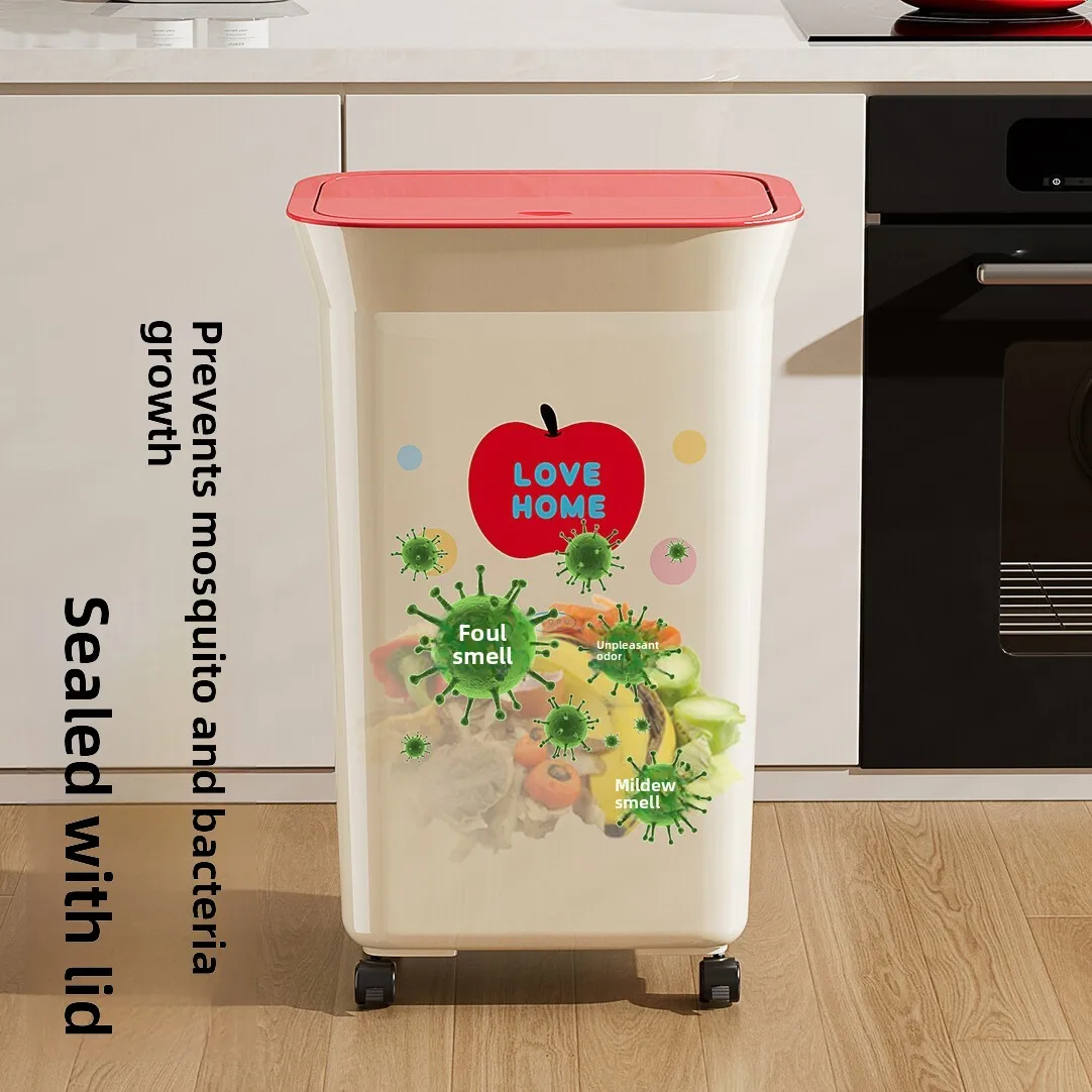 

Большой мусорный бак для кухни на колесах, мобильный, высокая модель, для домашнего использования, ININ, контейнер для отходов, инструменты для личной уборки для семьи