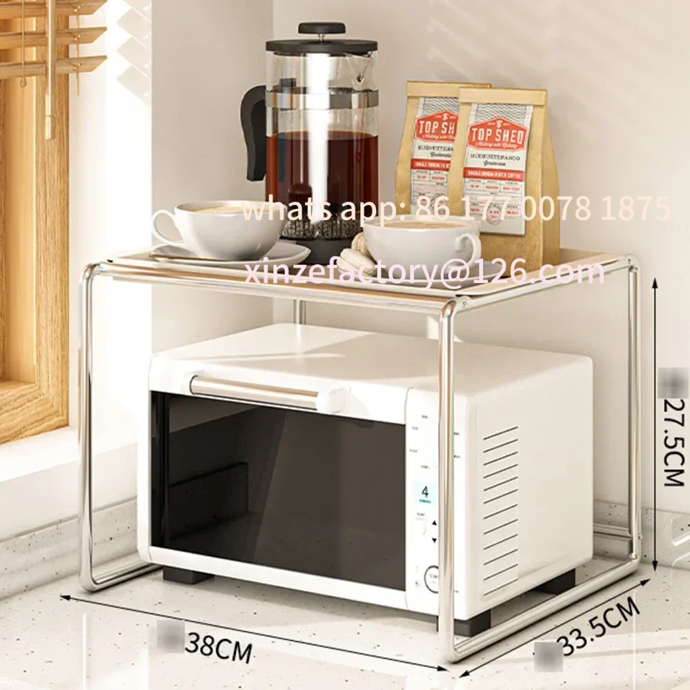 

Customizable Microwave Shelf Countertop Oven Stand Stainless Steel Split Tray Home Storage Rack Coffee Pot Dinner Plate Kitchen